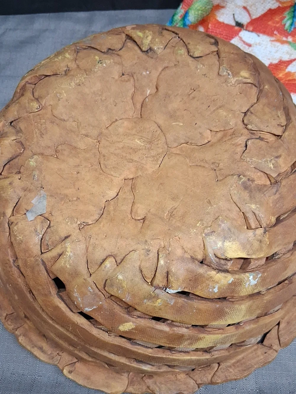 Autumn leaf design hand made dough bowl
